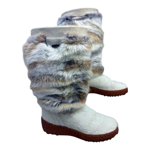 Oscar Sport Genuine Fur Cream Suede Apres‑Ski Mid Calf Boots - Picture 10 of 11